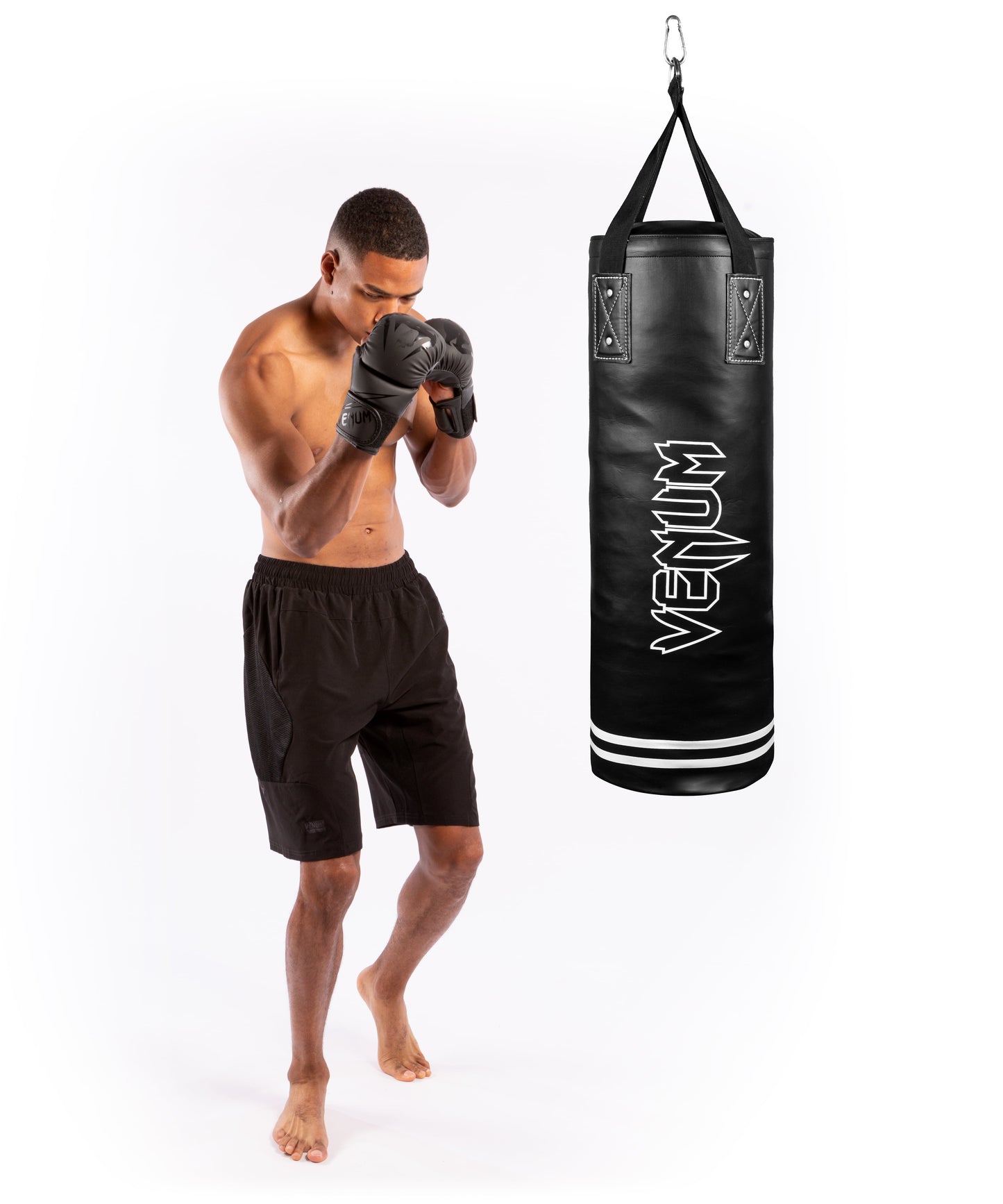 Classic Punching Bag - 70 Lb - Black/White - Heavy Bag Kit - 48 Inches Assembled Length