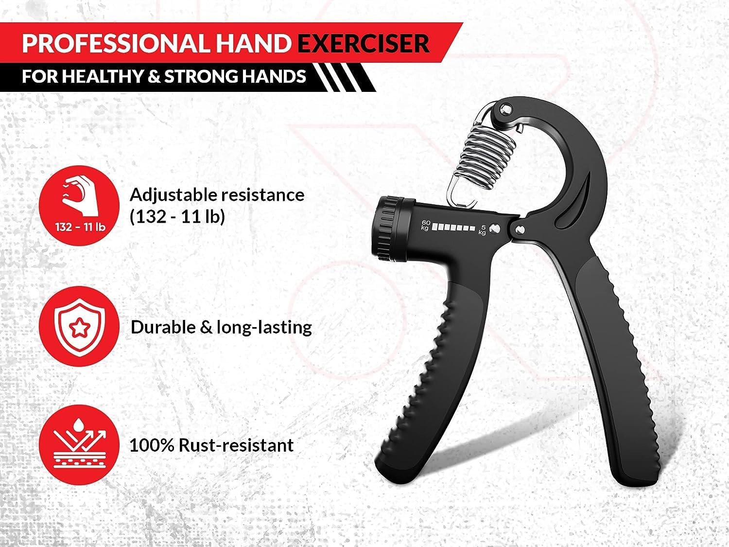 Hand Grips Strengthener - Exerciser for Hand Grip Strength Trainer Finger Exercises with Adjustable Resistance